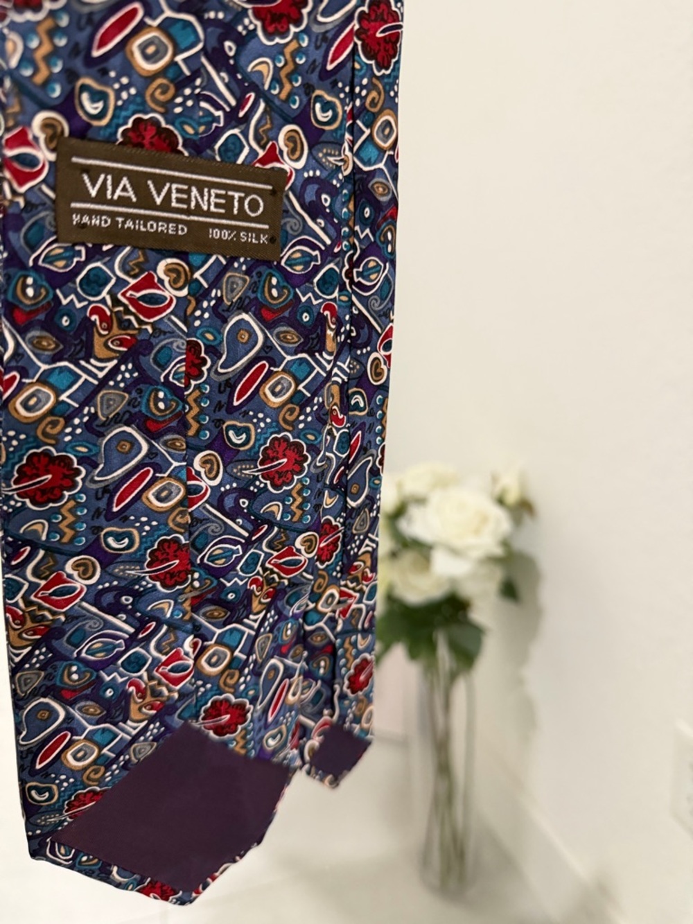 Vintage Via Veneto 100% Silk Hand Tailored Tie